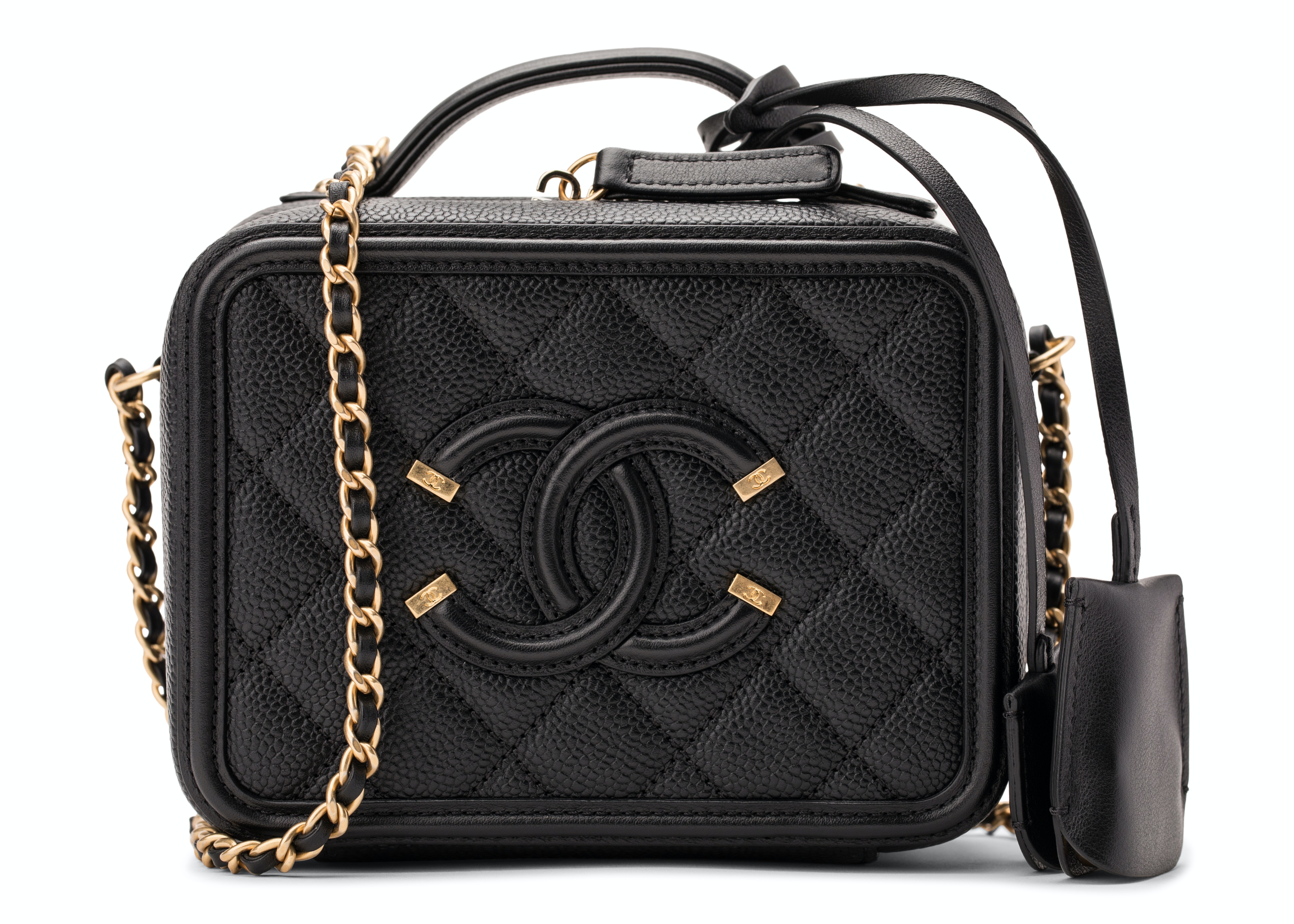 Chanel White Quilted Leather CC Filigree Chain Around Vanity Case Bag Chanel   TLC